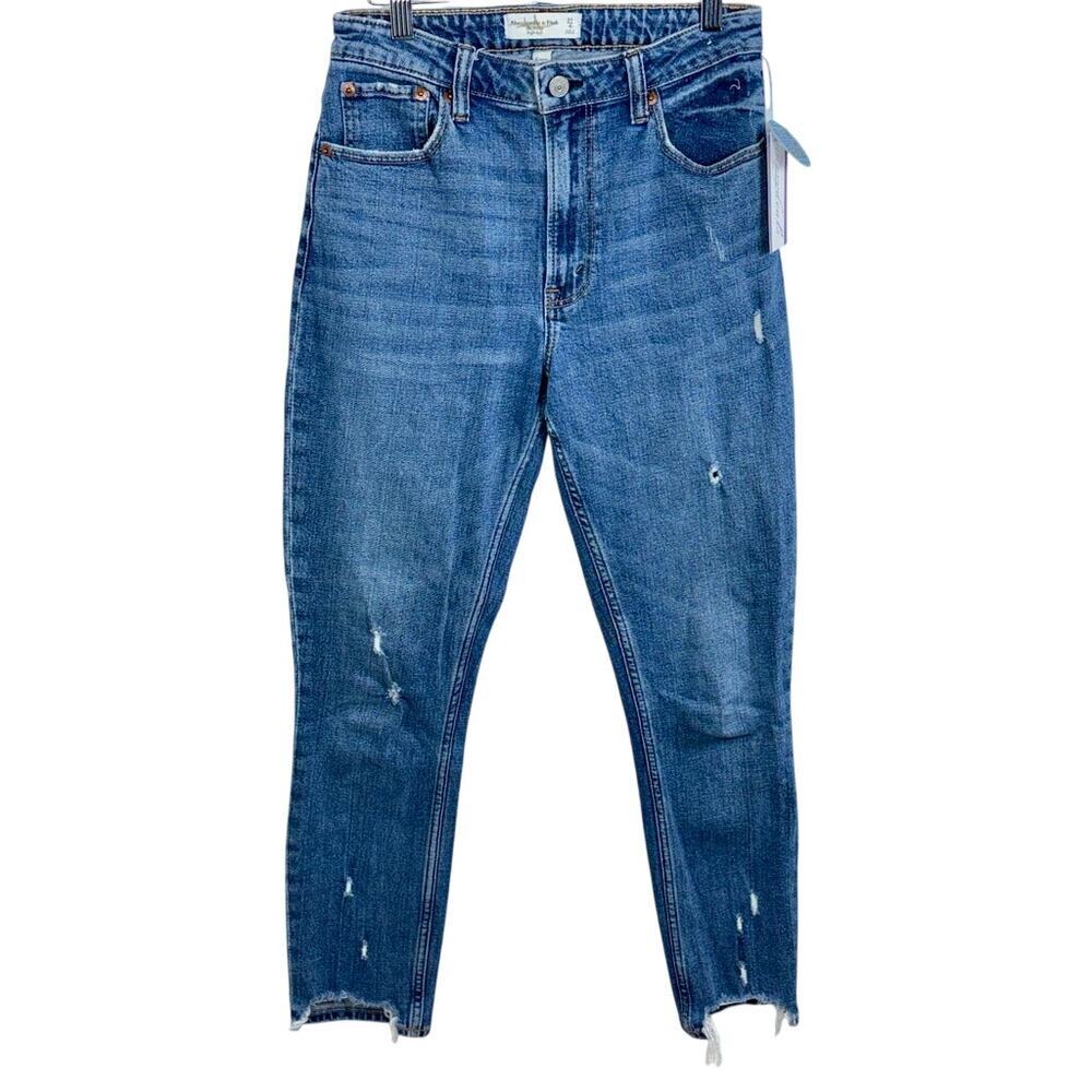 Abercrombie & Fitch Curve Love The Skinny High Rise Distressed Jeans Size 27 4 R